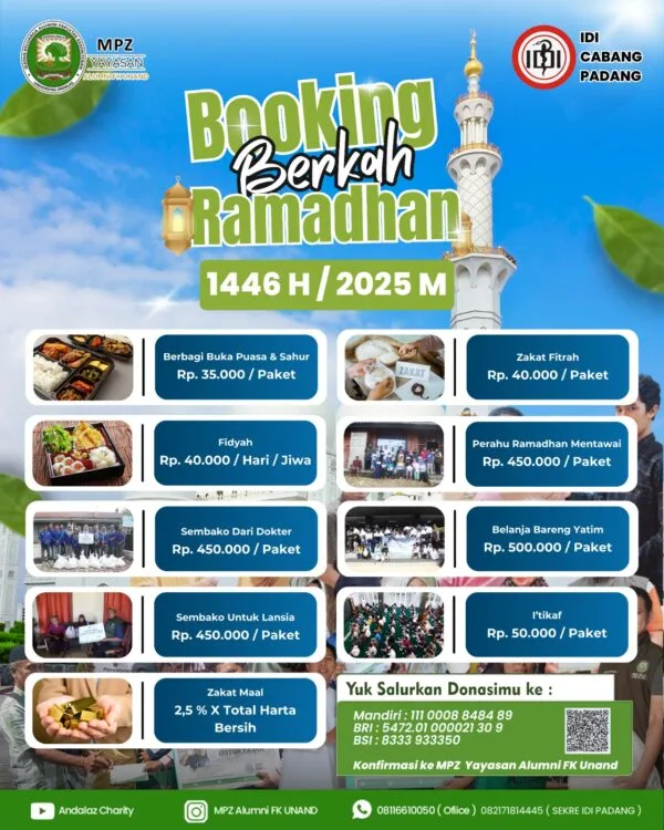 Hadirkan Berbagai Program, MPZ Alumni FK Unand Gandeng IDI Padang di Bulan Suci Ramdhan 1446 H