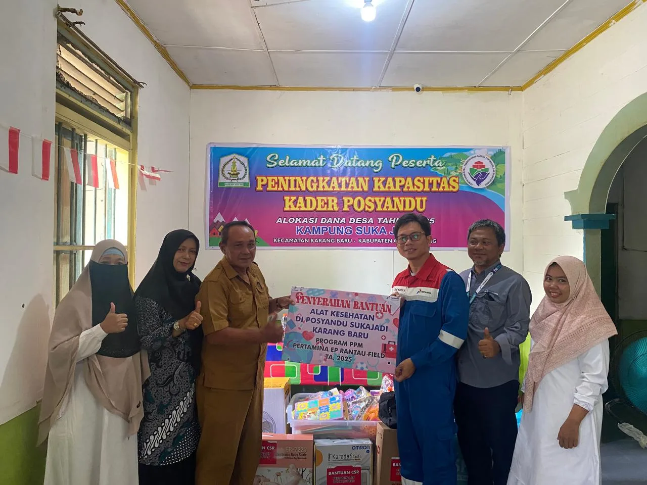 Pertamina EP Rantau Dukung Pencegahan Stunting Lewat Bantuan Alat Posyandu di Desa Sukajadi